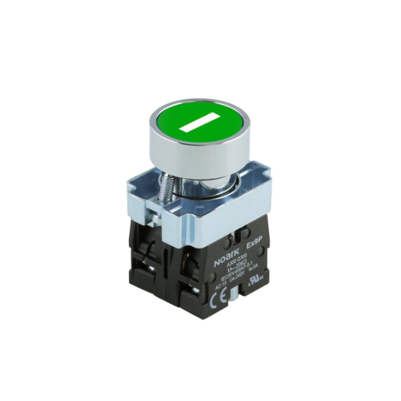 Noark Ex9PB: Flush Green 22mm Pushbutton with I Symbol – Ex9PBA3311