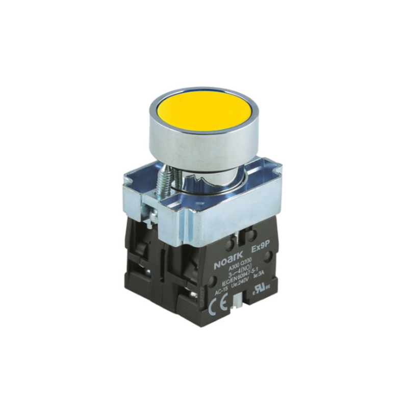 Noark Ex9PB: Flush Yellow 22mm Pushbutton – Ex9PBA51
