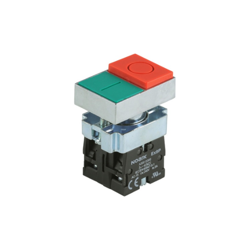 Noark Ex9PB: Red/Green 22mm Double Touch Pushbutton – Ex9PBL8425