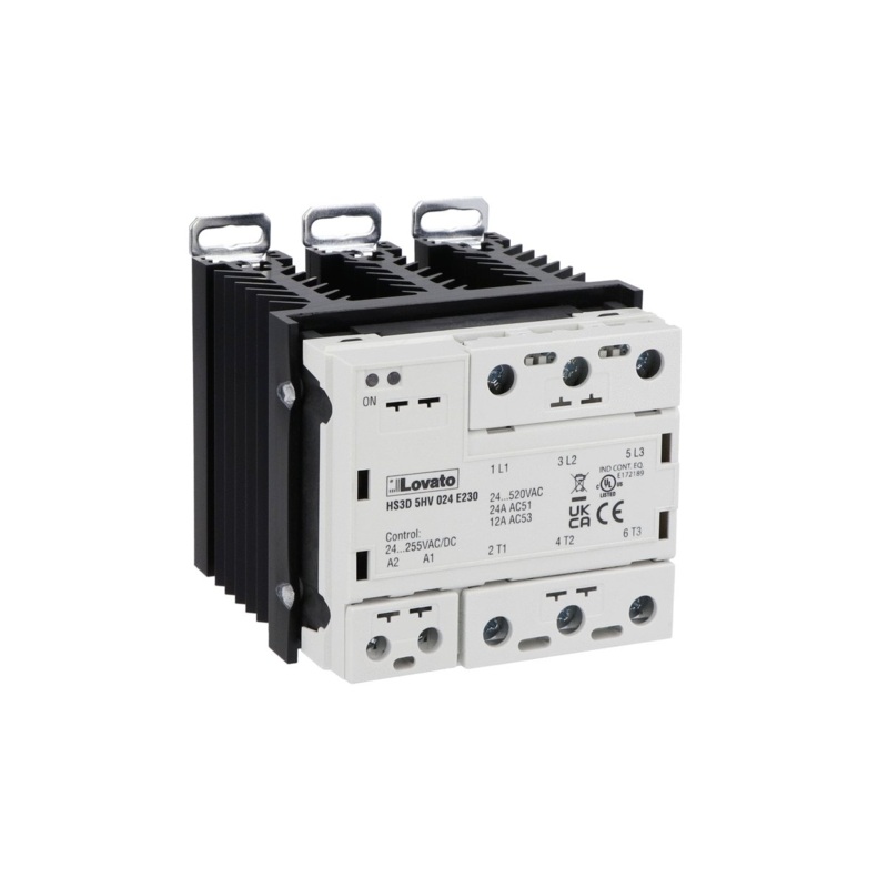 Lovato Electric Solid state relay with heatsink, three-phase – HS3D5HV024E230