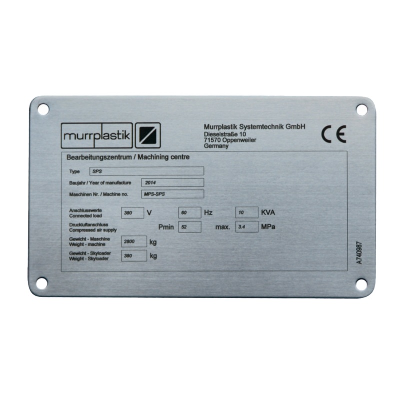 Murrplastik – EST 100×60 R5, 4×3.7MM Stainless Steel Type Plate – 8605148003