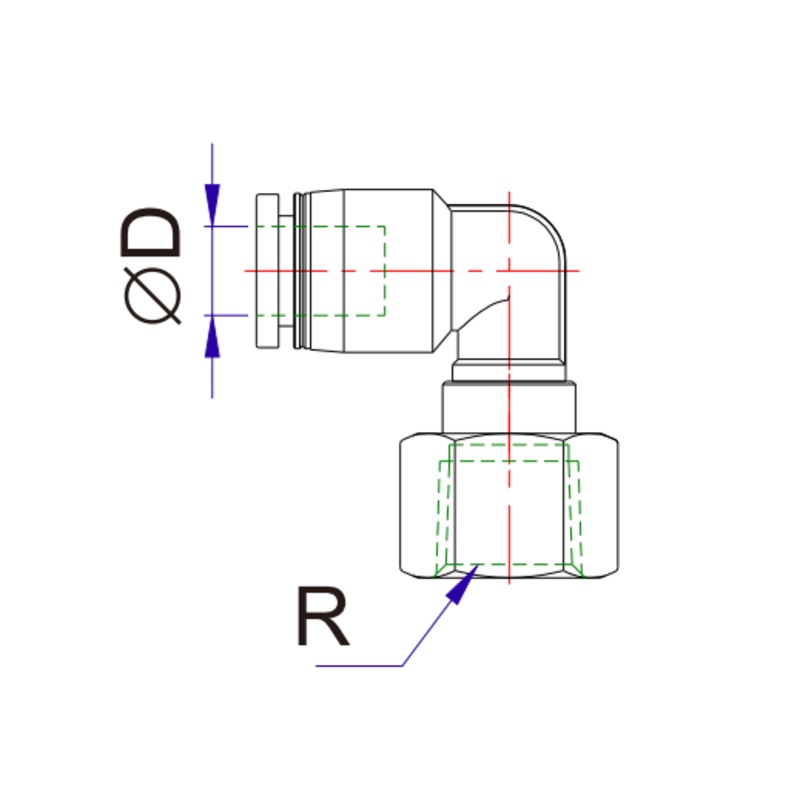 Airtac SUS316: Push to Connect Fitting, Female Connector – X-S6-NPLF5/32-10U (MOQ 10 pcs)