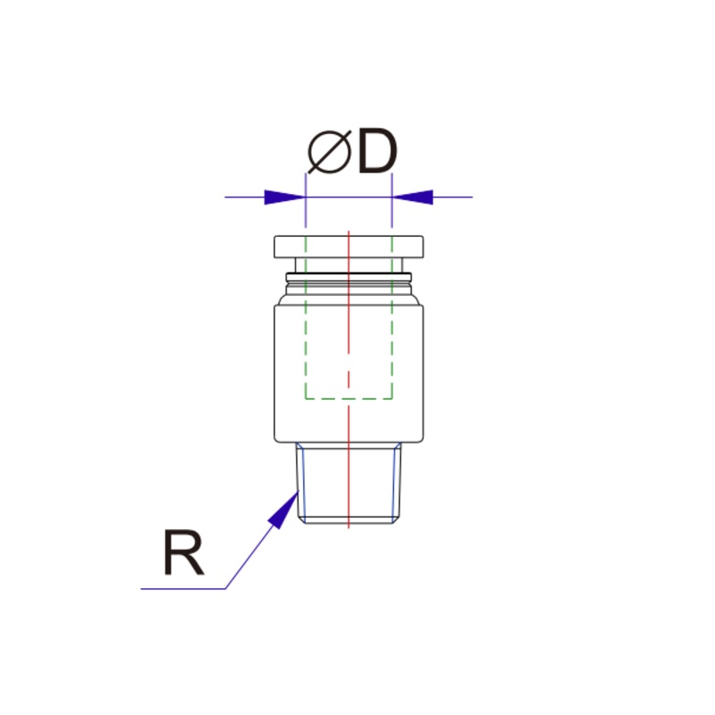 Airtac SUS316: Push to Connect Fitting, Male Connector – X-S6-NPOC1/2-1/4 (MOQ 10 pcs)