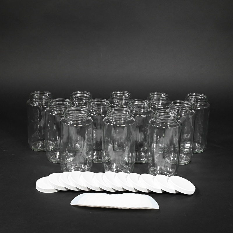 Glass Bottles with Caps (12 Round 950 mL)