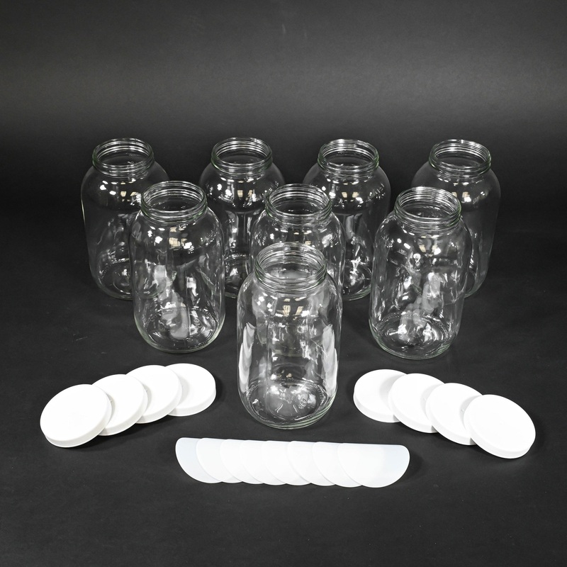 Glass Bottles with Caps (8 Round 1.8 Liter)