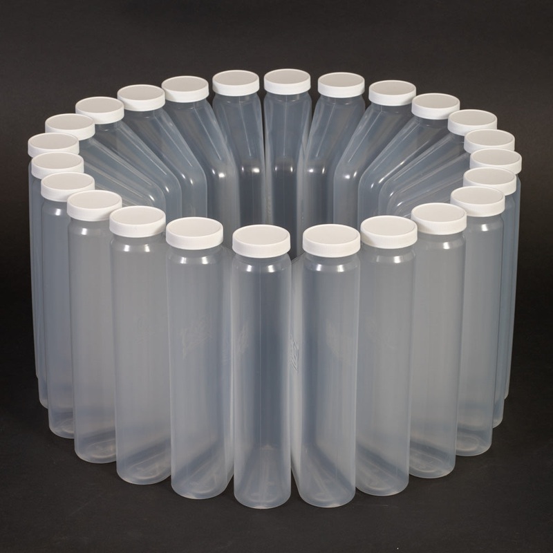 Polypropylene Bottles with Caps (24 Wedge 1 Liter)