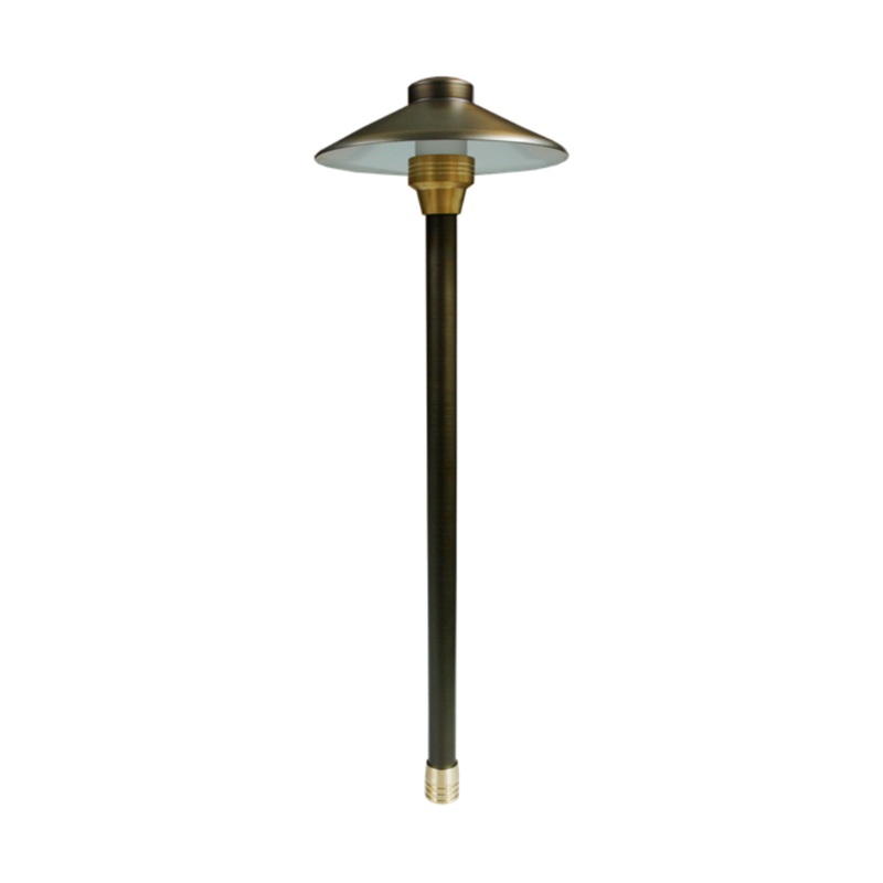 Unique – 8 in. Centaurus Path Light 12 in. Riser Brass Housing Weathered Brass Finish