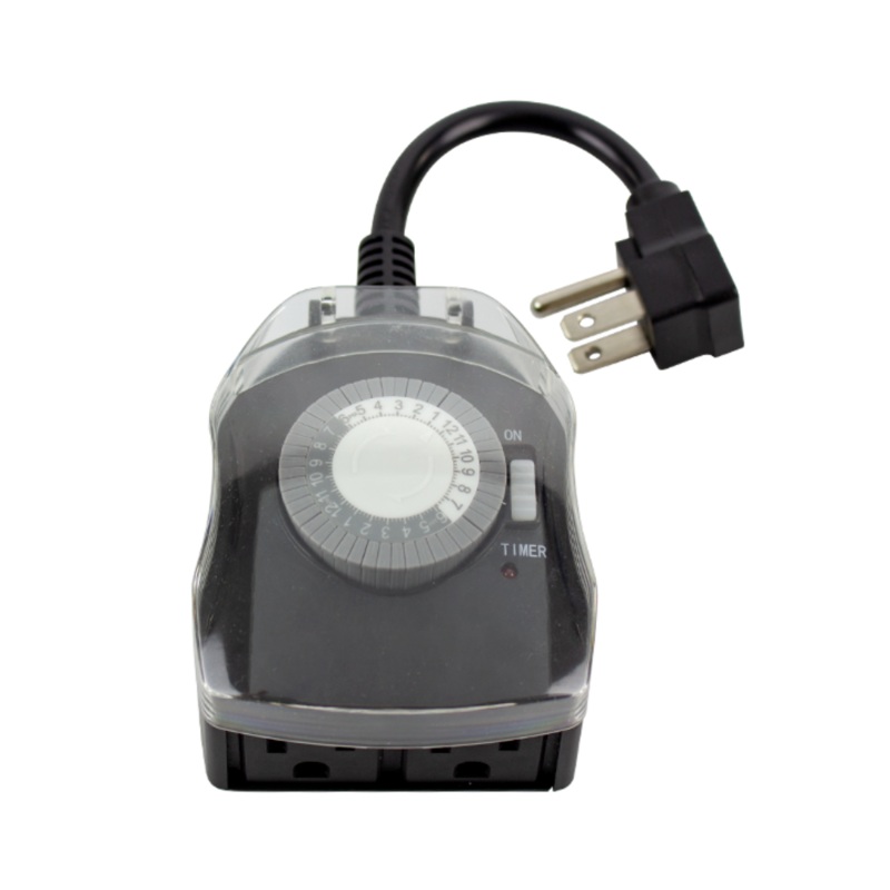 American Lighting – AL-TIME-100 – Outdoor Dual Plug 24-Hour Outdoor Mechanical Plug-in Timer