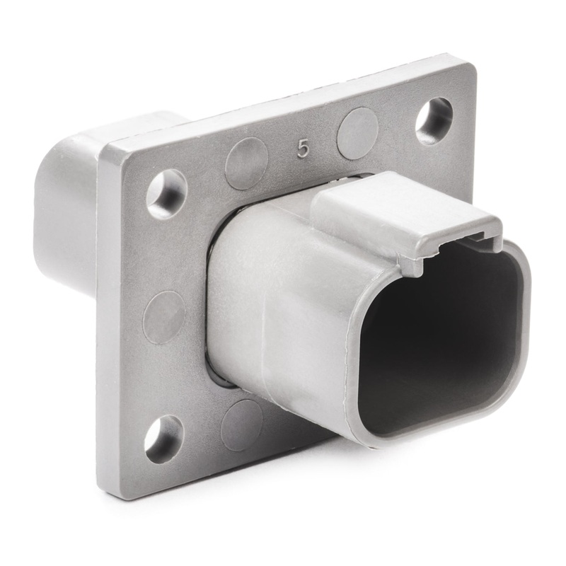 DT04-4P-CL03 – DT Series – 4 Pin Receptacle – Welded Flange, Reduced Dia. Seals, Gray