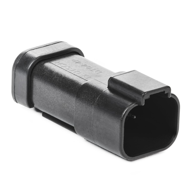 DT04-4P-EP13 – DT Series – 4 Pin Receptacle –  Wedgelock Included, 4 Pin Buss, Nickel Contacts, Black