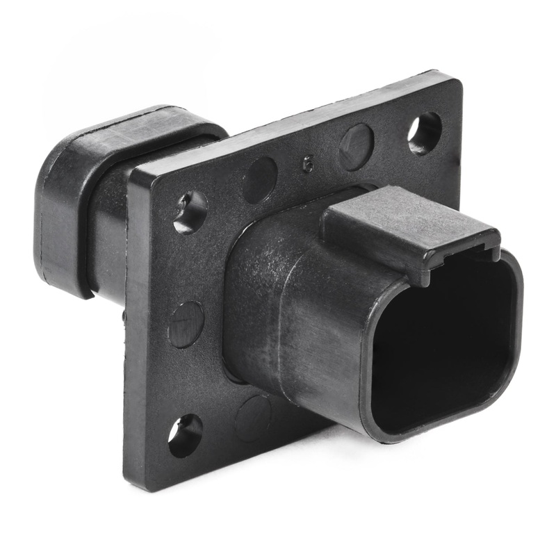 DT04-4P-LE11 – DT Series – 4 Pin Receptacle – Flange, End Cap, Black