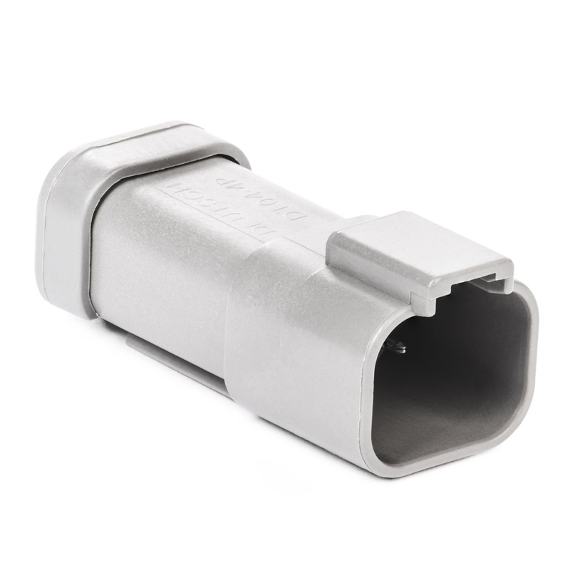 DT04-4P-P021 – DT Series – 4 Pin Receptacle – (1) 4 Pin Buss, Nickel Contacts, Gray