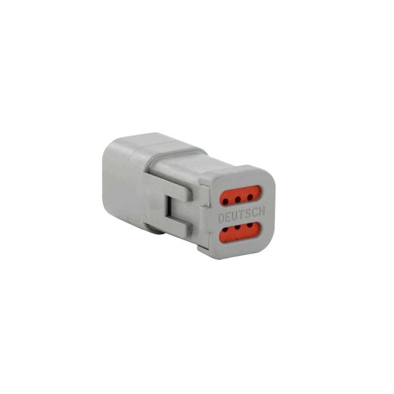 DT04-6P-C017 – DT Series – 6 Pin Receptacle – Solid Rear Grommet, End Cap, Gray