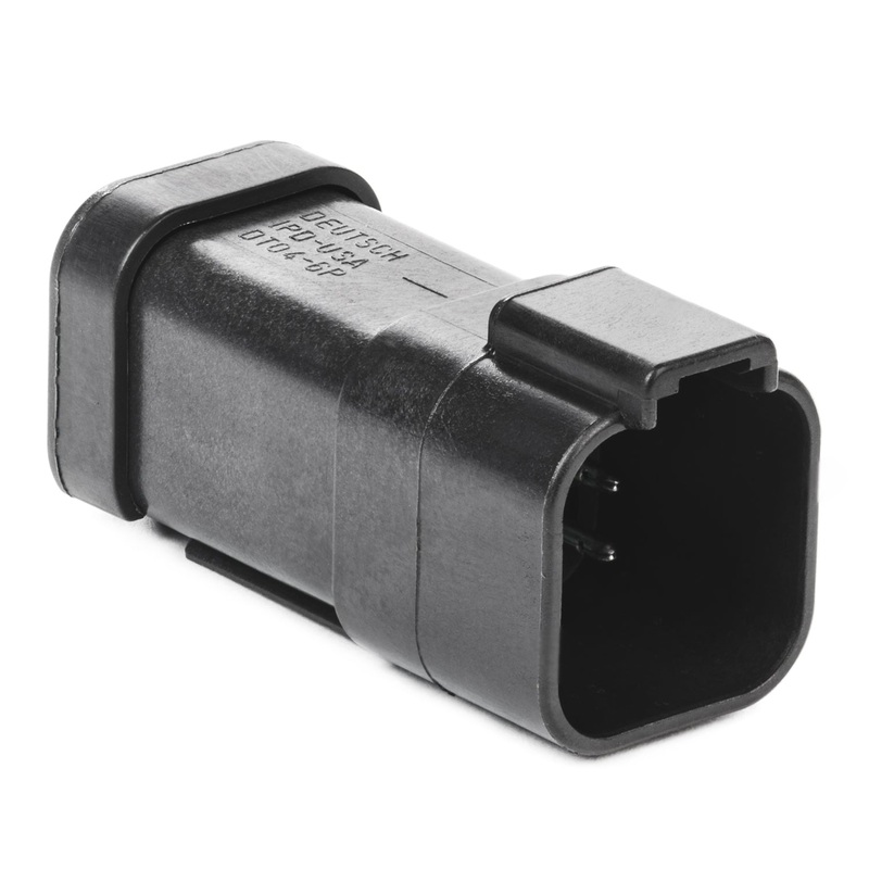 DT04-6P-EP14 – DT Series – 6 Pin Receptacle – Nickel Contacts, (2) 3 Pin Busses, Black
