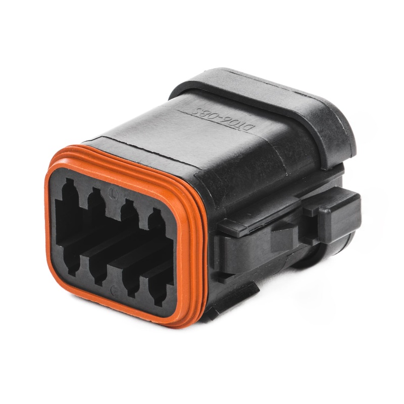 DT06-08SA-CE11 – DT Series – 8  Socket Plug – A Key, Enhanced Seal Retention, Reduced Dia. Seals, End Cap, Black