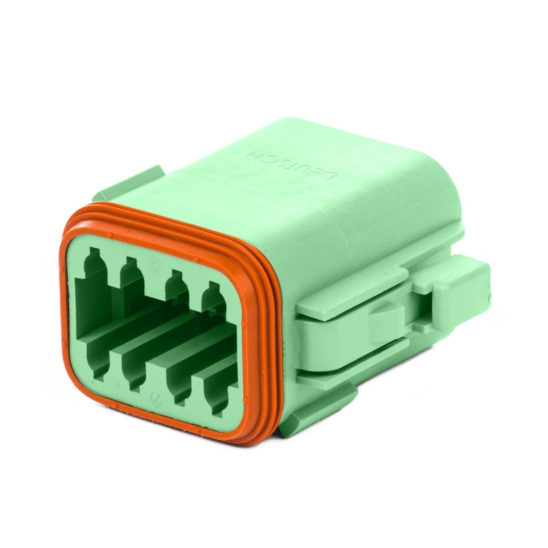 DT06-08SC-P012 – DT Series – 8 Socket Plug –  C Key, Enhanced Seal Retention, Green
