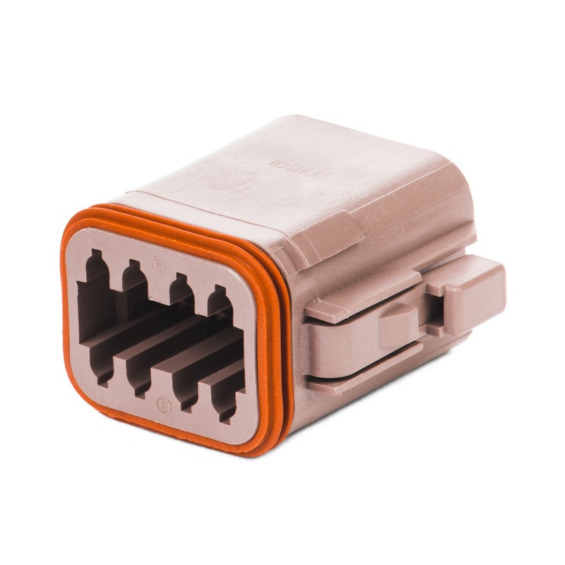DT06-08SD-P012 – DT Series – 8 Socket Plug – D Key, Enhanced Seal Retention, Brown