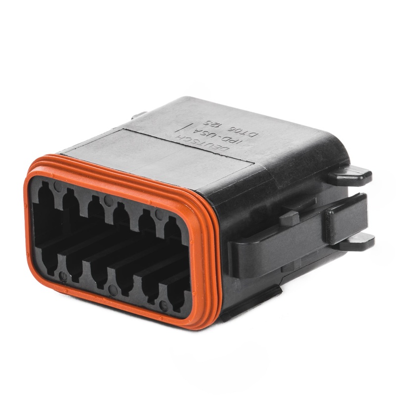 DT06-12SA-CE10 – DT Series – 12 Socket Plug – A Key, Enhanced Seal Retention, Reduced Dia. Seals, Black