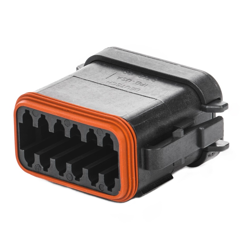 DT06-12SA-CE11 – DT Series – 12 Socket Plug – Enhanced Seal Retention, Reduced Dia. Seals, End Cap, Black