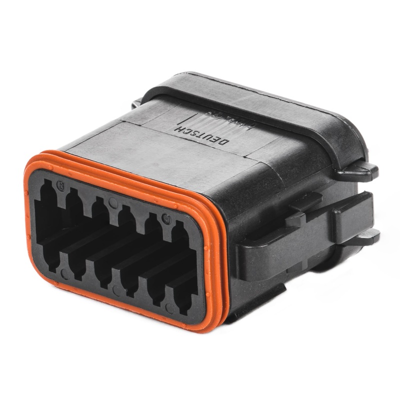 DT06-12SA-E005 – DT Series – 12 Socket Plug – A Key, End Cap, Black