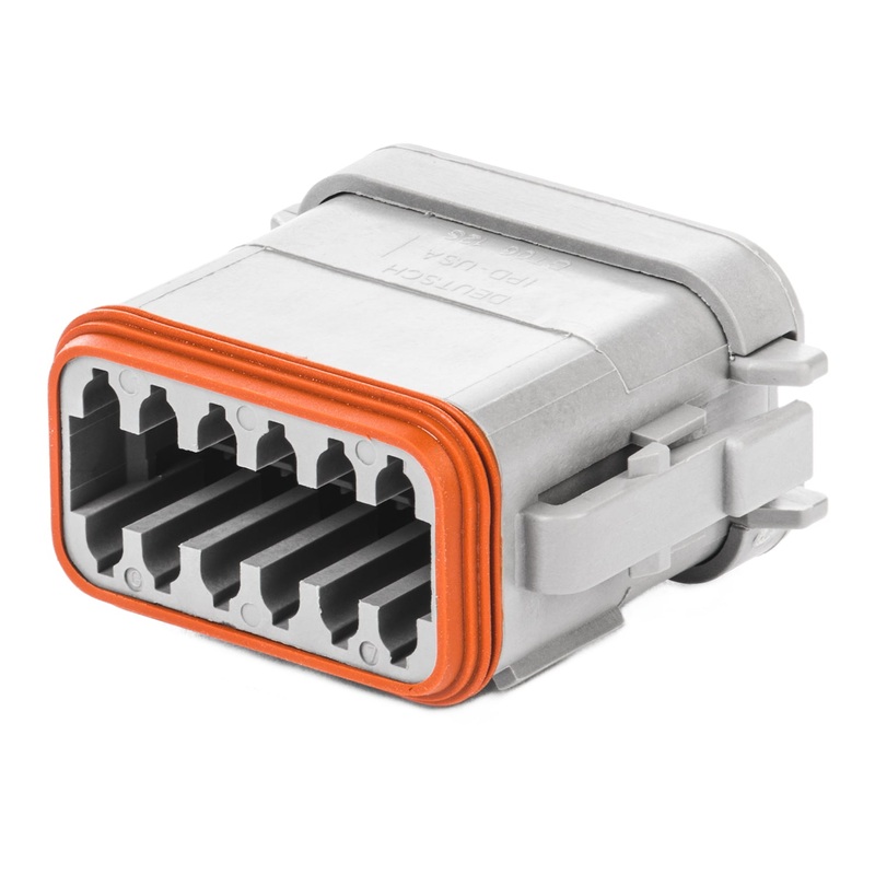 DT06-12SA-EP06 – DT Series – 12 Socket Plug – A Key, End Cap, Enhanced Seal Retention, Gray