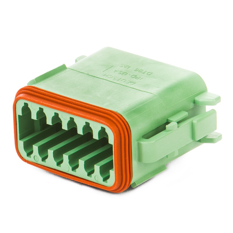 DT06-12SC-B016 – DT Series – 12 Socket Plug – C Key, Enhanced Seal Retention, Green