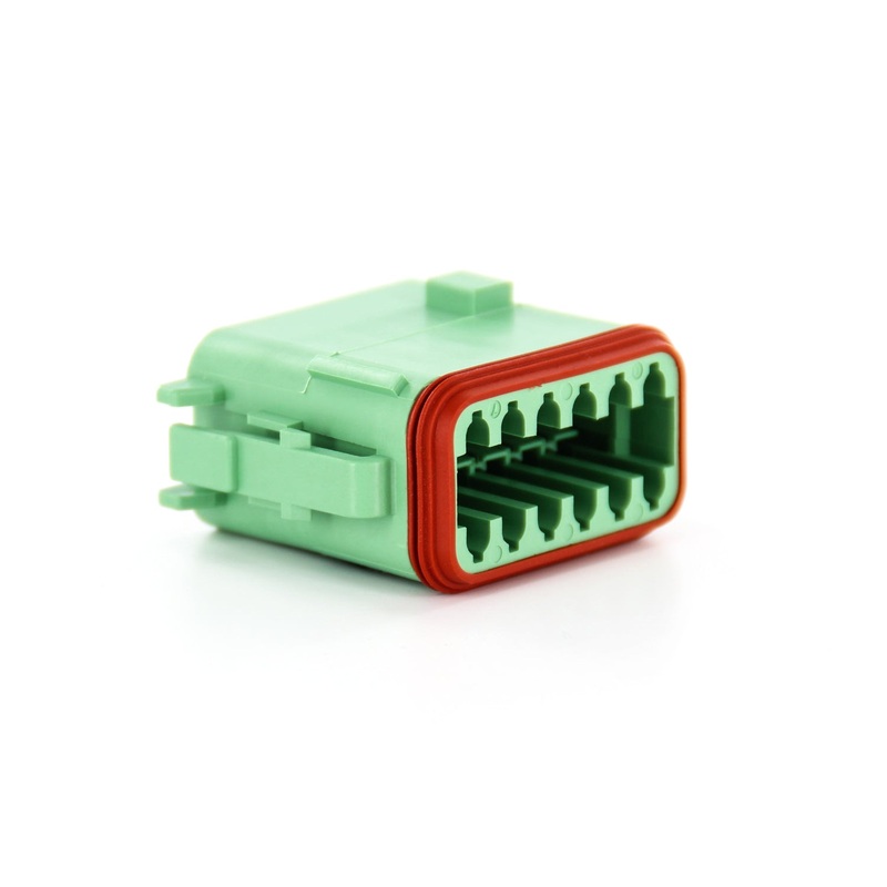 DT06-12SC-CE06 – DT Series – 12 Socket Plug – C Key, Enhanced Seal Retention, Reduced Dia. Seals, Green