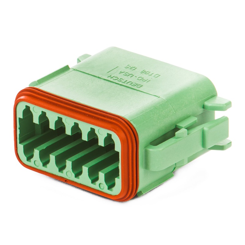 DT06-12SC-P012 – DT Series – 12 Socket Plug – C Key, Enhanced Seal Retention, Green