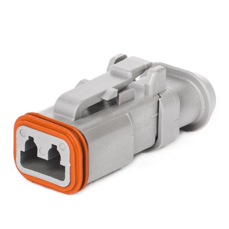 DT06-2S-CE04 – DT Series – 2 Socket Plug – Reduced Dia. Seals, Shrink Boot Adapter, Gray