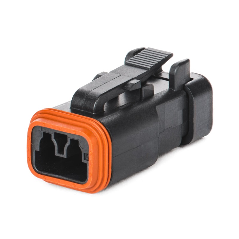 DT06-2S-CE05 – DT Series – 2 Socket Plug – End Cap, Enhanced Seal Retention, Reduced Dia. Seals, Black