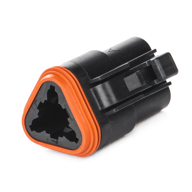 DT06-3S-CE06 – DT Series – 3 Socket Plug – Enhanced Seal Retention, Reduced Dia. Seals, Black