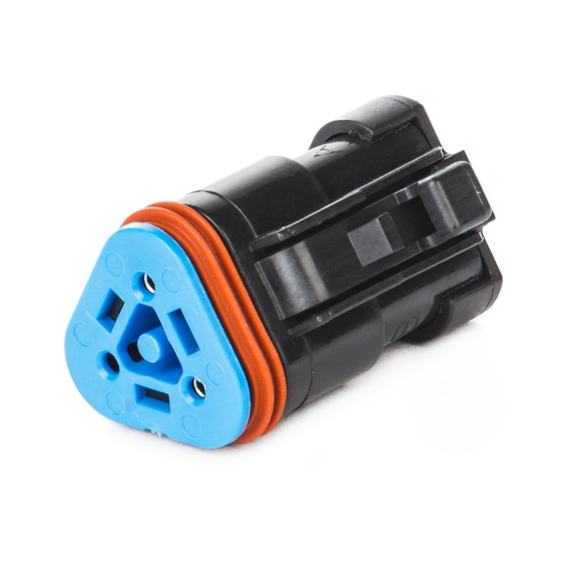 DT06-3S-EP10 – DT Series – 3 Socket Plug – Terminating Resistor, Gold Sockets, End Cap,  J1939, Black