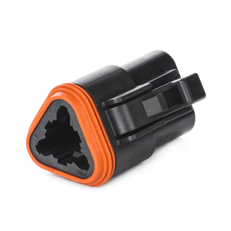 DT06-3S-P012 – DT Series – 3 Socket Plug – Enhanced Seal Retention, Black