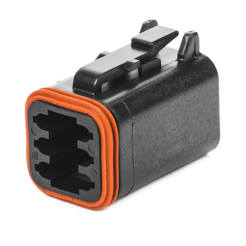 DT06-6S-CE02 – DT Series – 6 Socket Plug – Reduced Dia. Seals, Black