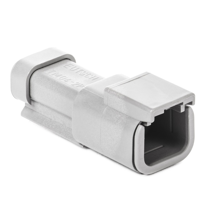 DTM04-2P-P006 – DTM Series – 2 Pin Receptacle – Terminating Resistor, Gold Pins, J1939, Gray