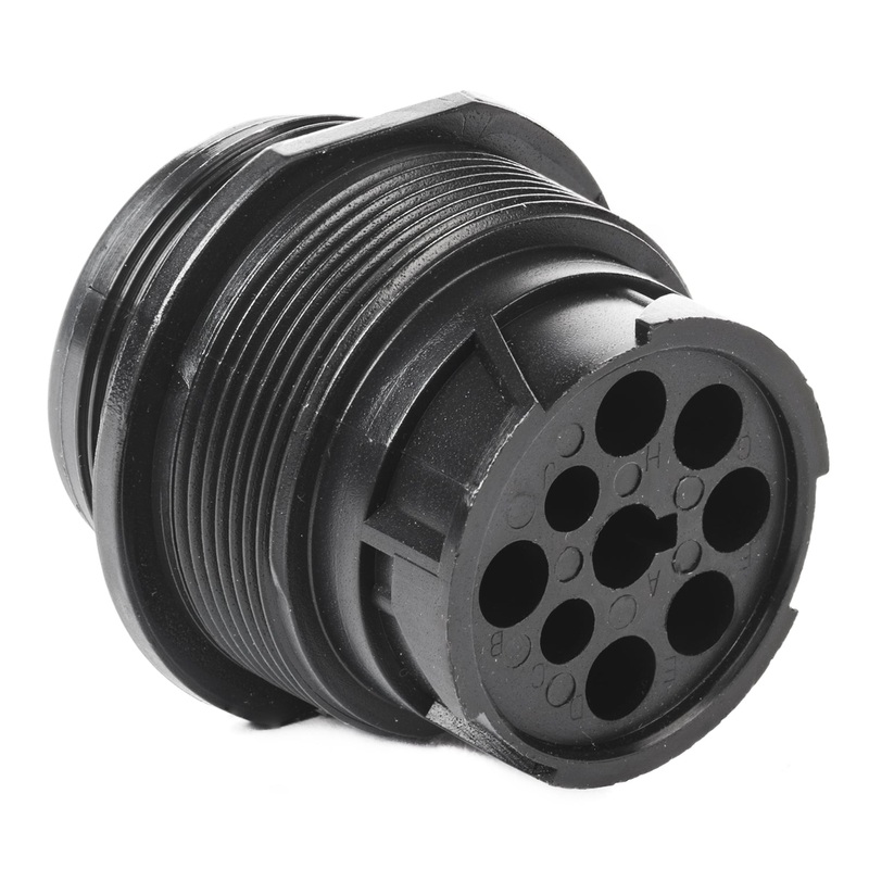 HD10-9-1939PE-B022 – HD10 Series – 9 Pin Receptacle – Threaded Rear, J1939, Panel Mount, Flange, Black