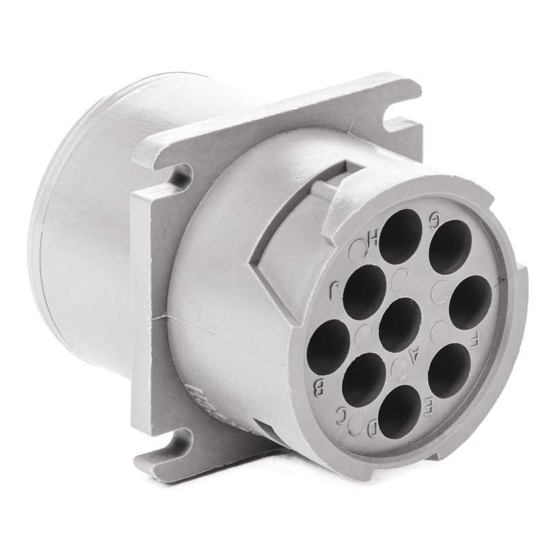 HD10-9-96P-B009 – HD10 Series – 9 Pin Receptacle – Non-Threaded Rear, Key Removed From Flange, Gray