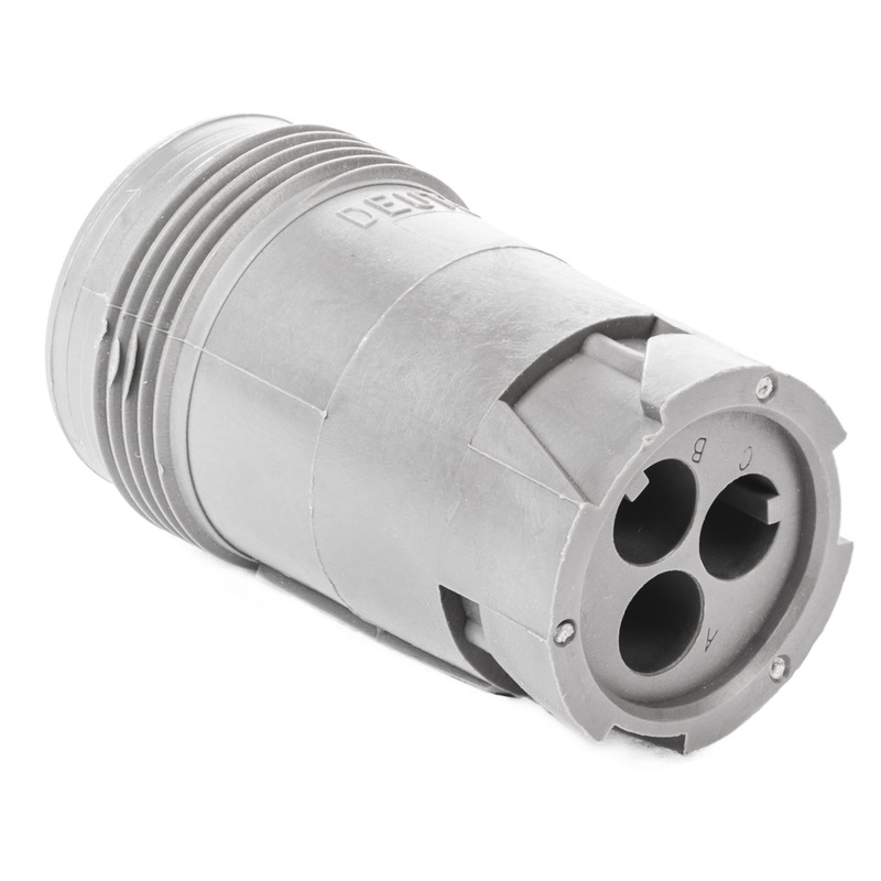 HD14-3-96P – HD10 Series – 3 Pin Receptacle – Threaded Rear, Gray