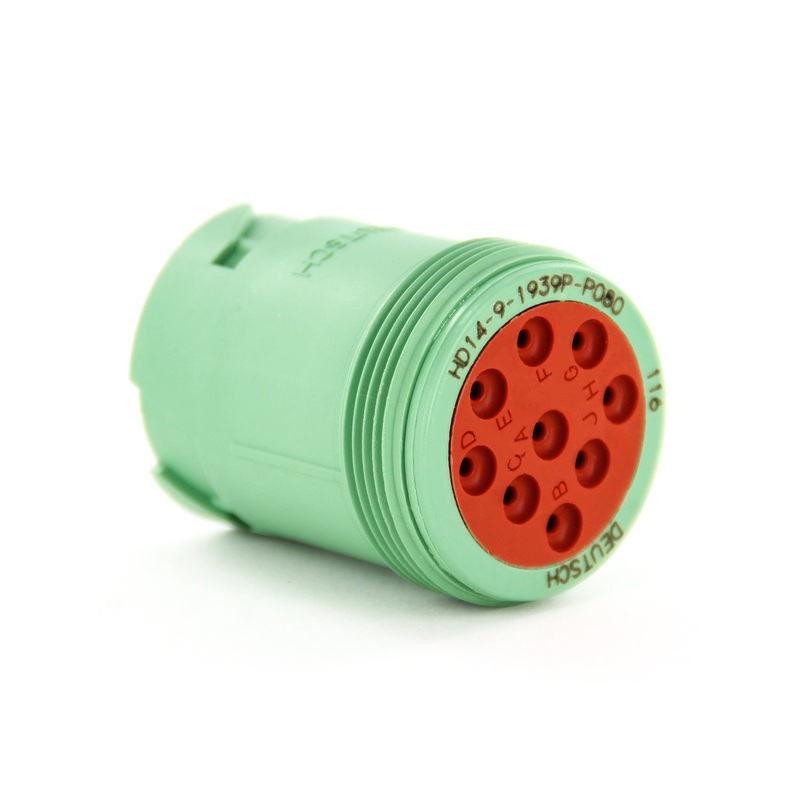 HD14-9-1939P-P080 – HD10 Series – 9 Pin Receptacle – Threaded Rear, J1939 Type II, Green