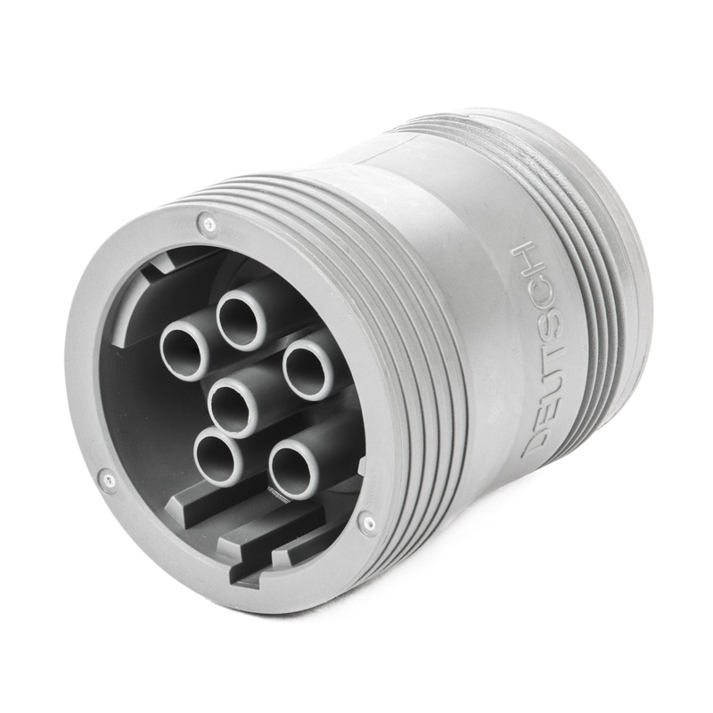 HD16-6-12S – HD10 Series – 6 Socket Plug – Threaded Rear, No Coupling Ring, Gray