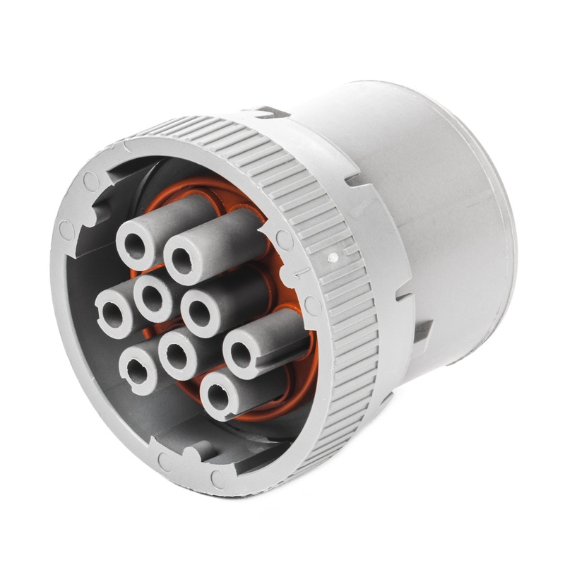 HD16-9-16S – HD10 Series – 9 Socket Plug – Non-Threaded Rear, Gray