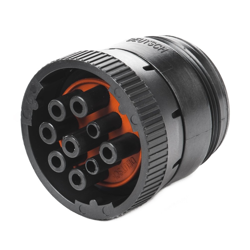 HD16-9-1939S – HD10 Series – 9 Socket Plug – Threaded Rear, J1939, Black