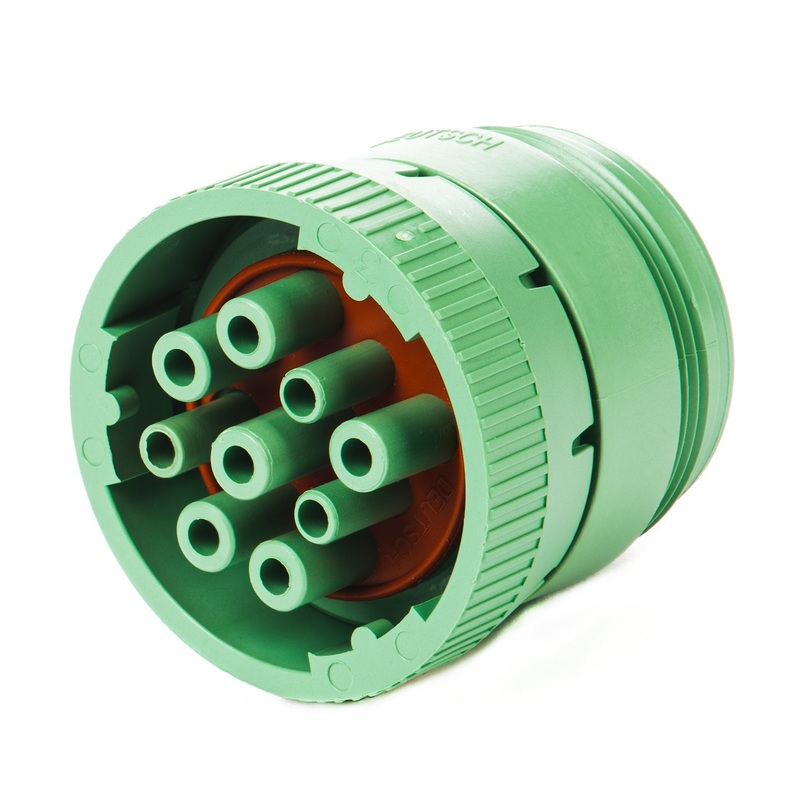 HD16-9-1939S-P080 – HD10 Series – 9 Socket Plug – Threaded Rear, J1939 TYpe II, Green