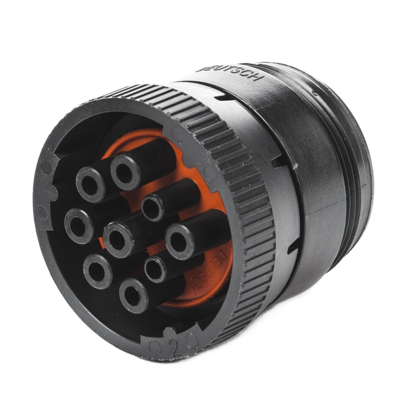 HD16-9-1939SE – HD10 Series – 9 Socket Plug – Threaded Rear, J1939, Black