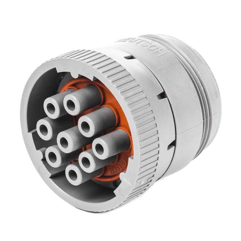 HD16-9-96S – HD10 Series – 9 Socket Plug – Threaded Rear, Gray