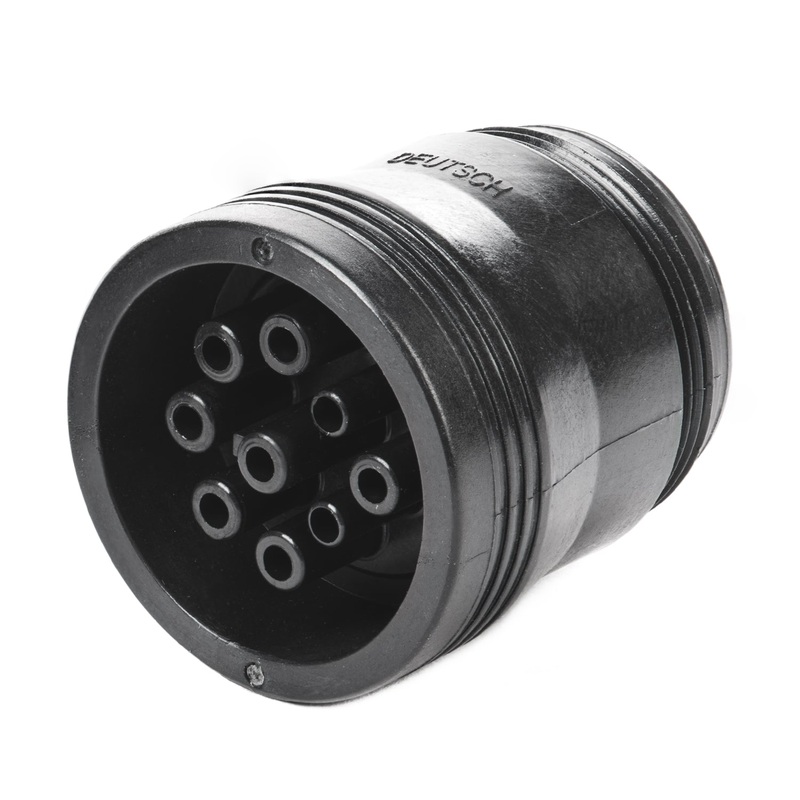 HD17-9-1939S – HD10 Series – 9 Socket Plug – Threaded Rear, J1939, No Coupling Ring, Black