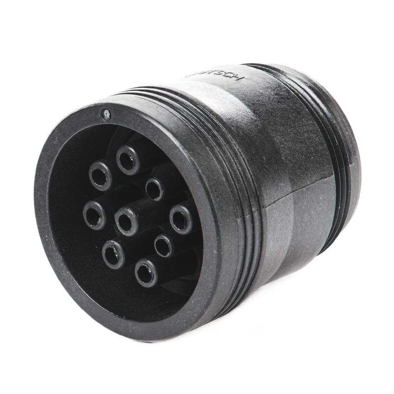 HD17-9-1939SE – HD10 Series – 9 Socket Plug – Threaded Rear,  J1939, No Coupling Ring, Black
