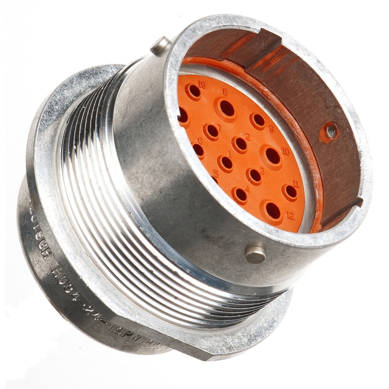HD34-24-19PN – HD30 Series – 19 Pin Receptacle – 24 Shell, N Seal, Flange