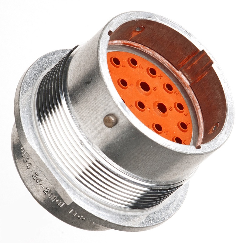 HD34-24-21PN – HD30 Series – 21 Pin Receptacle – 24 Shell, N Seal, Flange