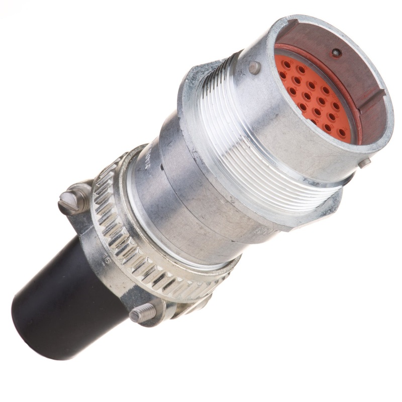 HD34-24-31PT-059 – HD30 Series – 31 Pin Receptacle – 24 Shell, T Seal, Cable Clamp, Flange